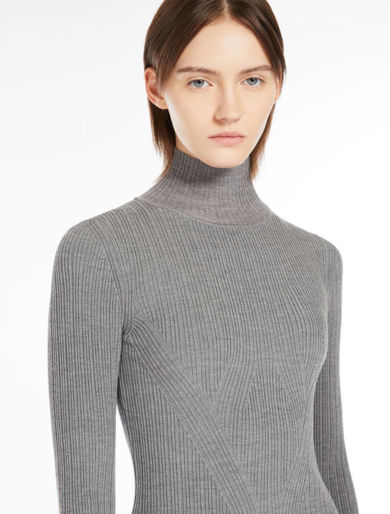 Mock polo-neck knit dress - MEDIUM GREY - Sportmax