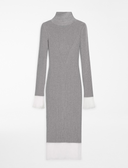 Mock polo-neck knit dress - MEDIUM GREY - Sportmax