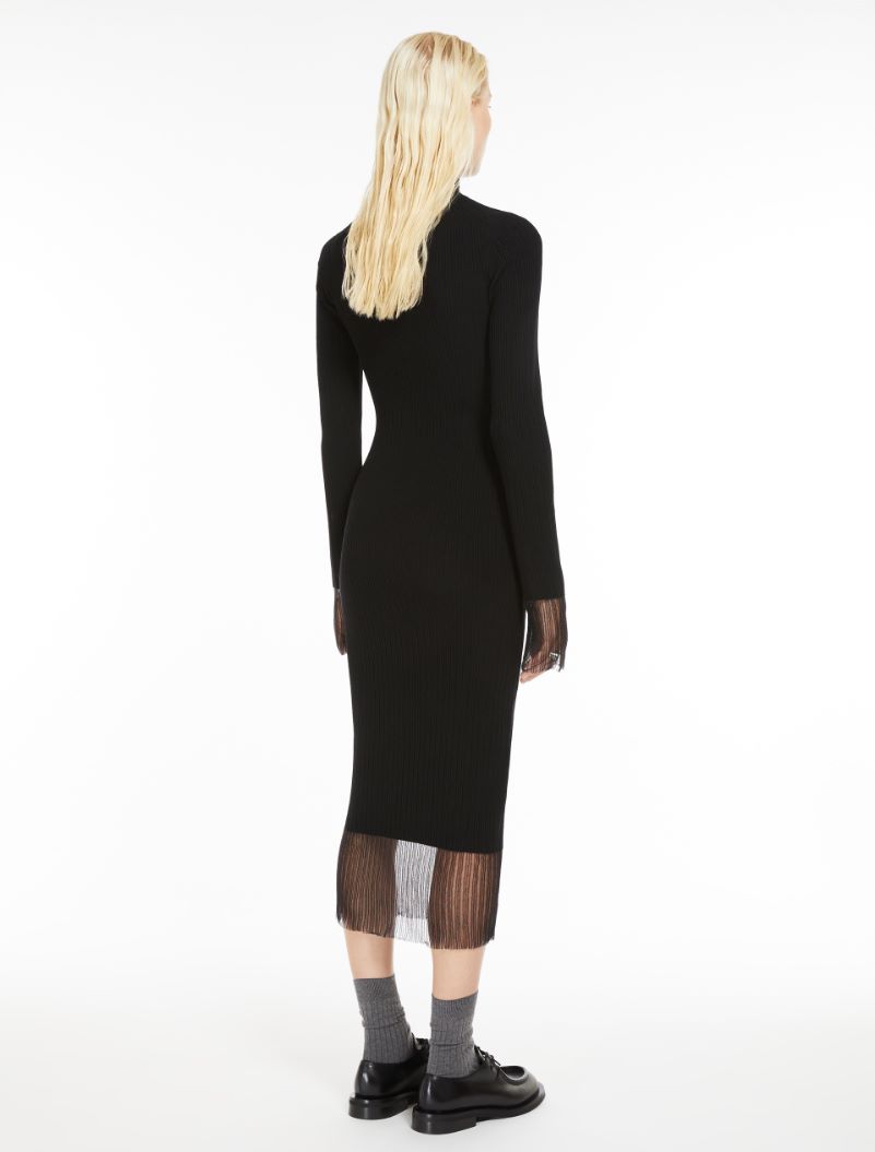 Mock polo-neck knit dress - BLACK - Sportmax