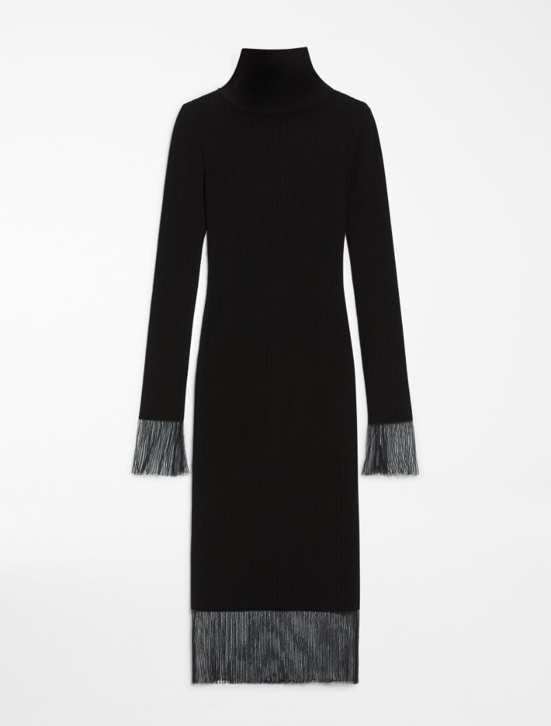 Mock polo-neck knit dress - BLACK - Sportmax