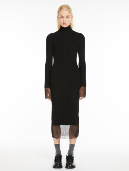 Mock polo-neck knit dress - BLACK - Sportmax