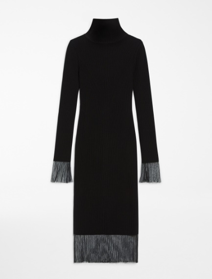 Mock polo-neck knit dress - BLACK - Sportmax