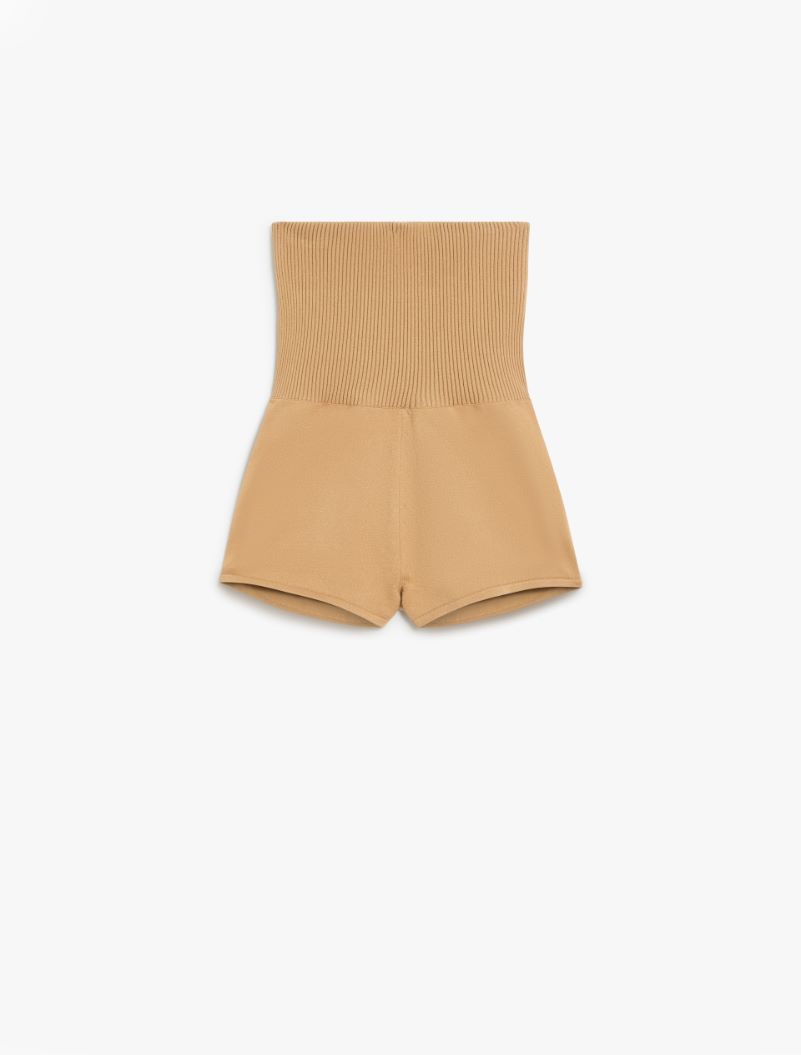 Stretch knit fabric shorts - CAMEL - Sportmax