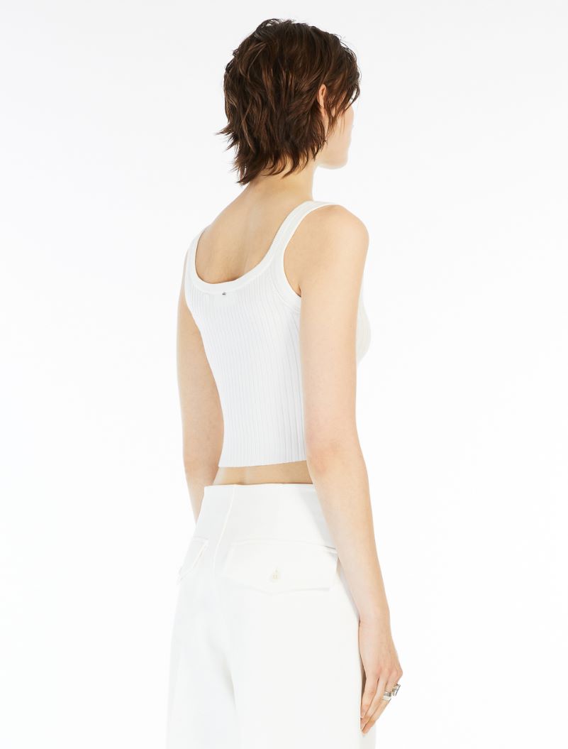 Crop stretch viscose vest top - WHITE - Sportmax