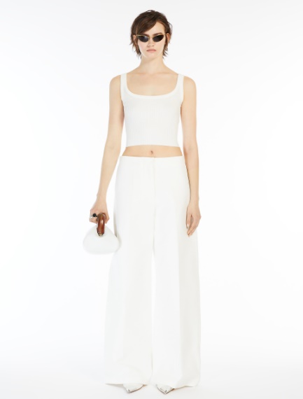 Crop stretch viscose vest top - WHITE - Sportmax