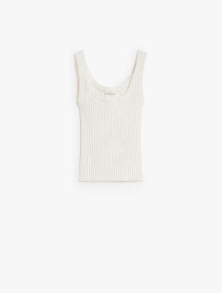 Crop stretch viscose vest top - WHITE - Sportmax