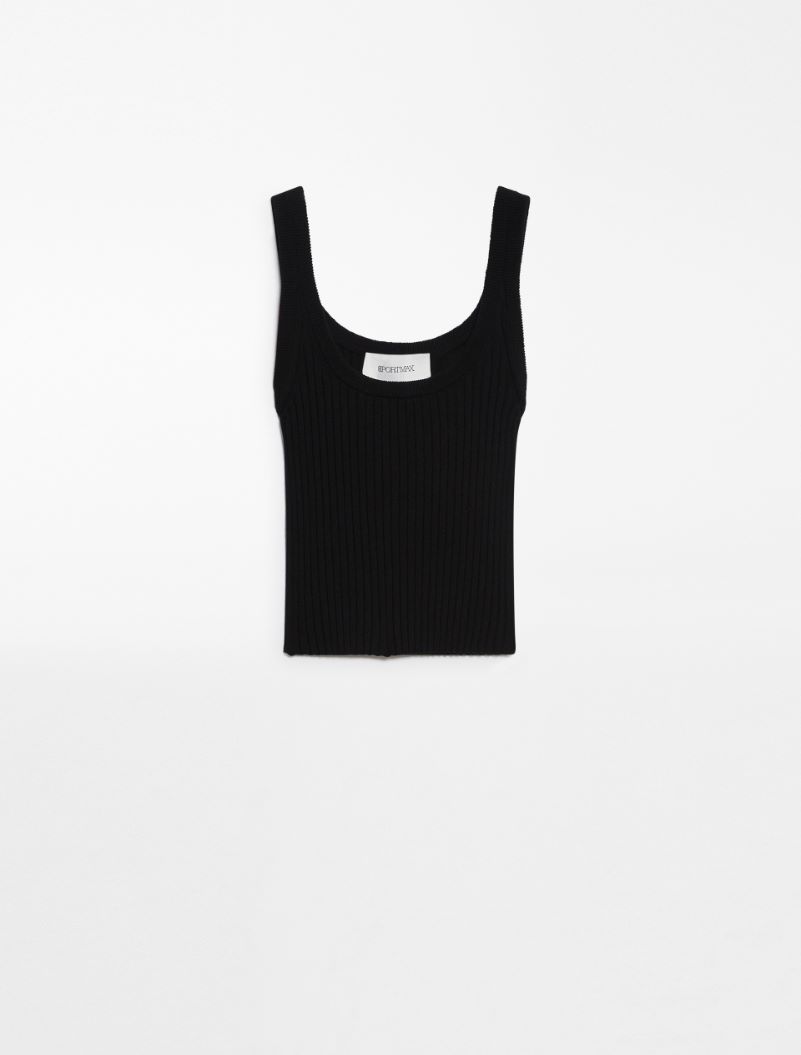 Crop stretch viscose vest top - BLACK - Sportmax