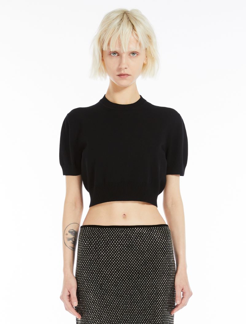 Stretch viscose-knit T-shirt - BLACK - Sportmax