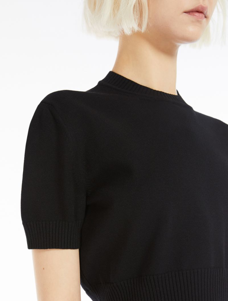 Stretch viscose-knit T-shirt - BLACK - Sportmax