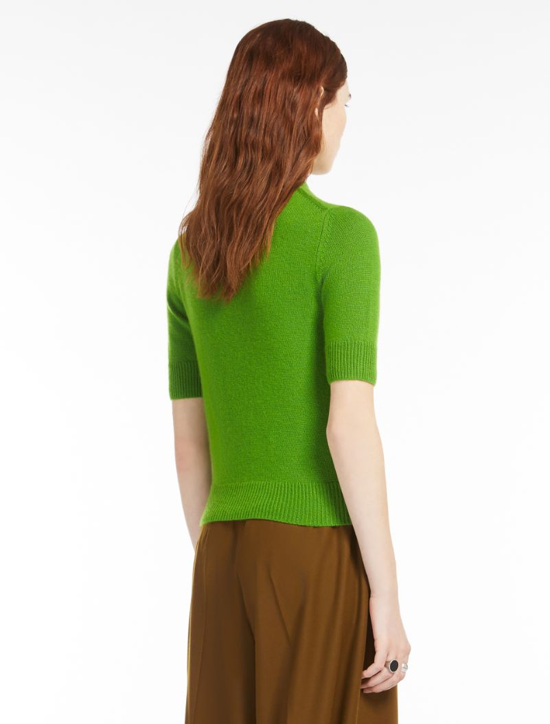 Short-sleeved wool and cashmere sweater - LIME GREEN - Sportmax