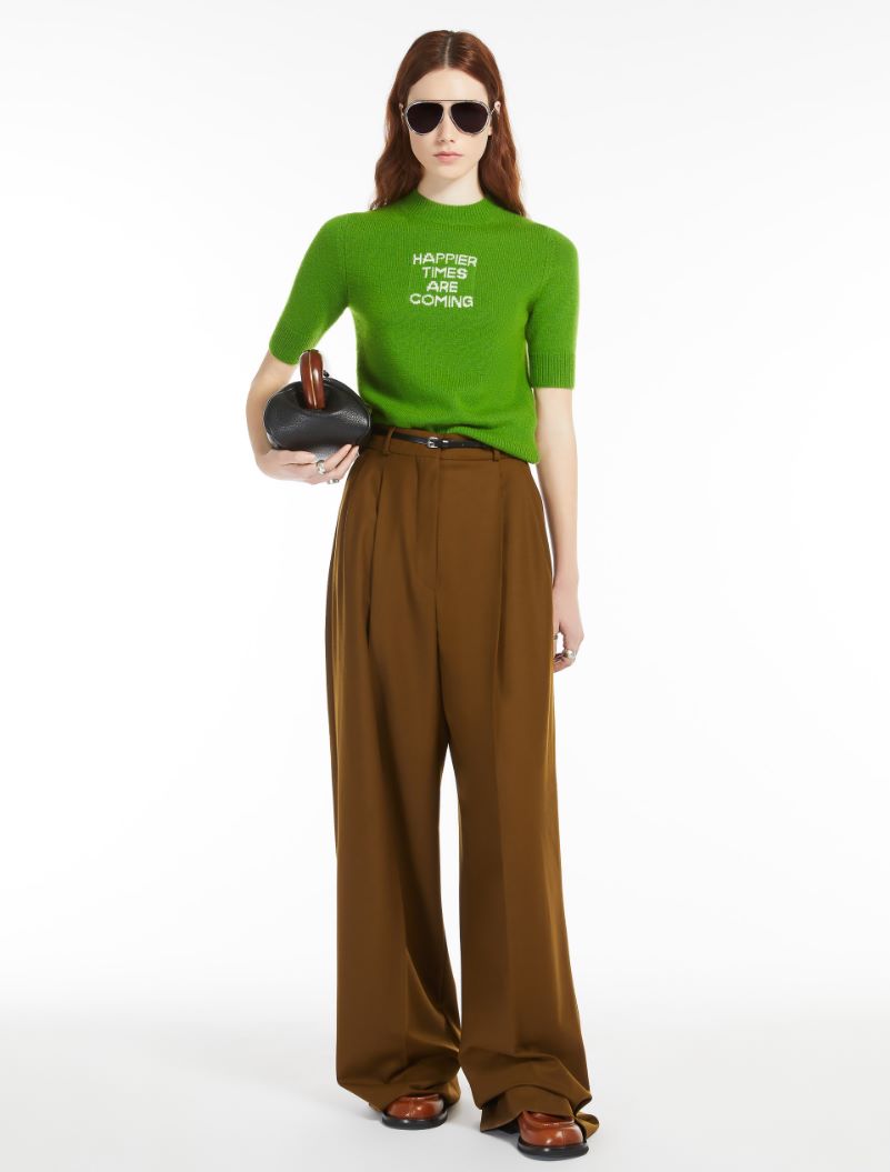 Short-sleeved wool and cashmere sweater - LIME GREEN - Sportmax