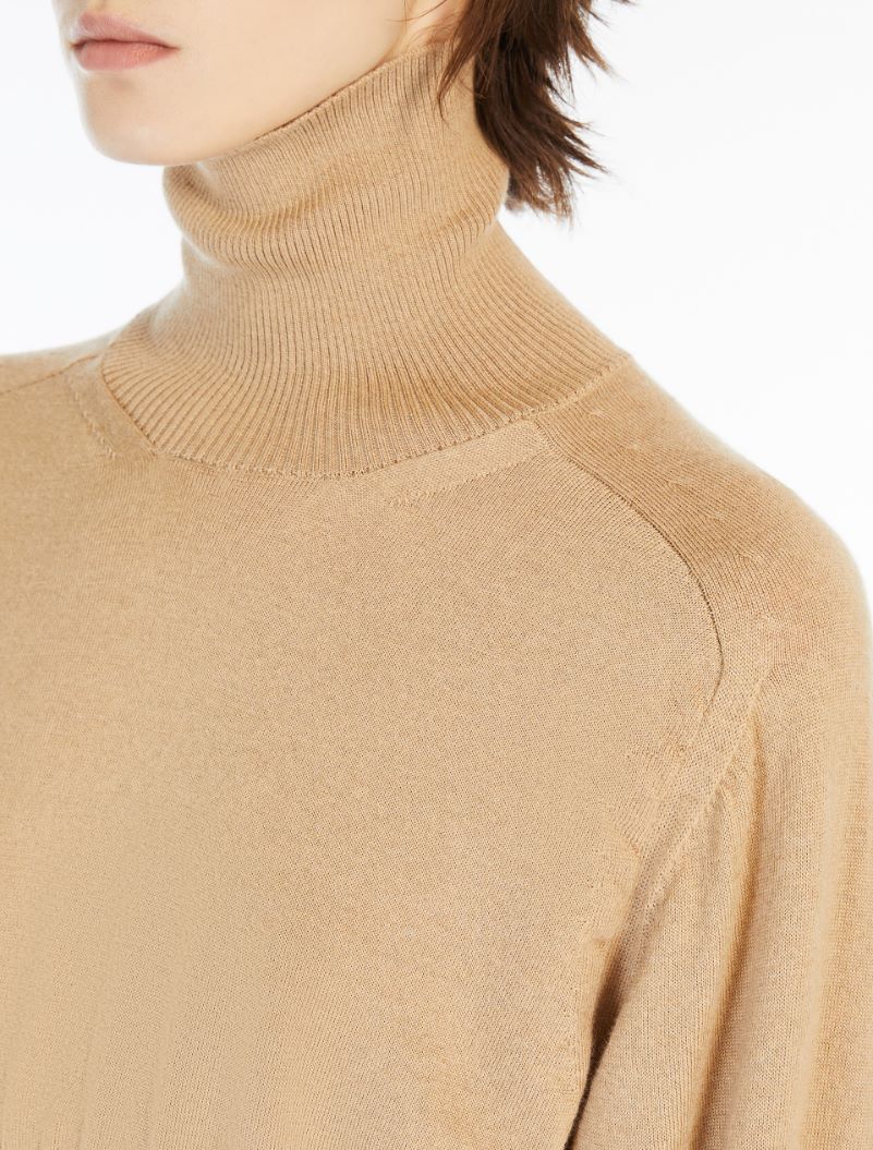 Cropped mock polo-neck sweater - CAMEL - Sportmax