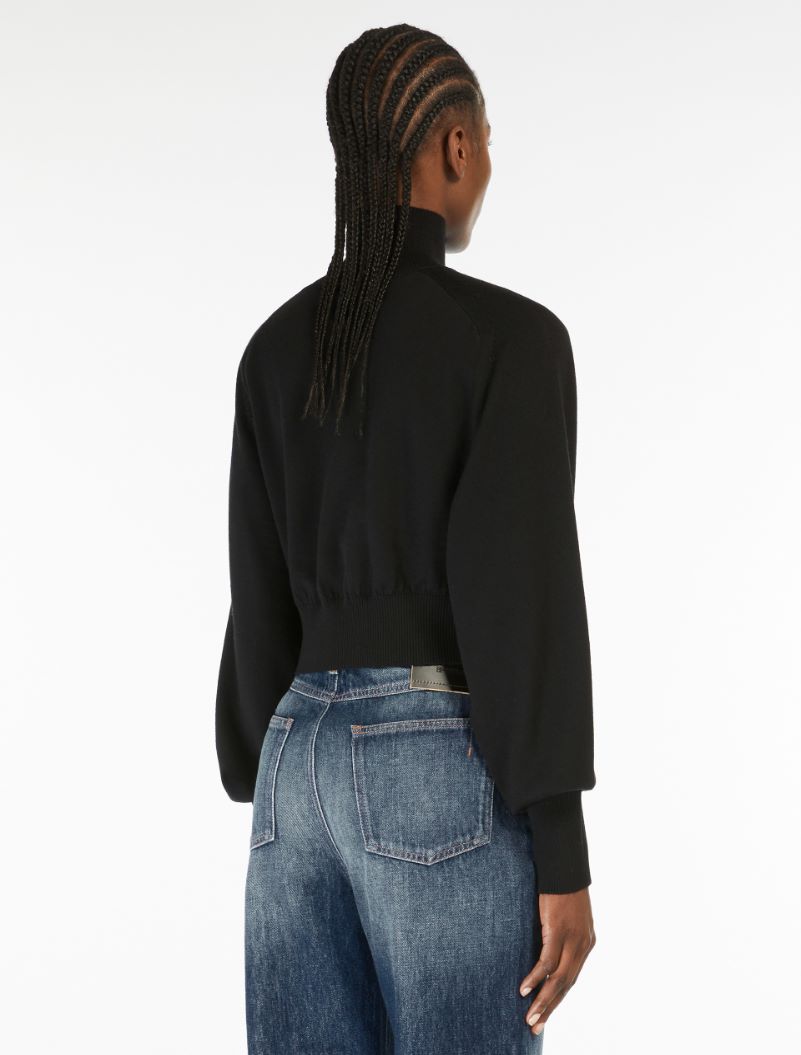 Cropped mock polo-neck sweater - BLACK - Sportmax