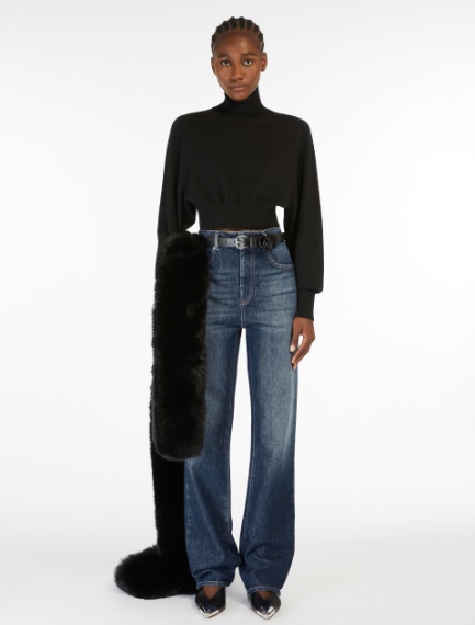 Cropped mock polo-neck sweater - BLACK - Sportmax