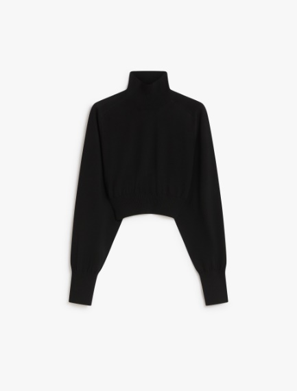 Cropped mock polo-neck sweater - BLACK - Sportmax