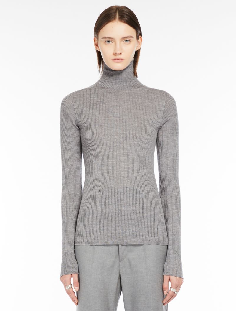 Pure wool mock polo-neck sweater - MEDIUM GREY - Sportmax