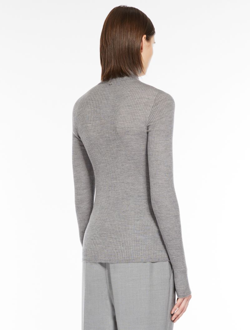 Pure wool mock polo-neck sweater - MEDIUM GREY - Sportmax