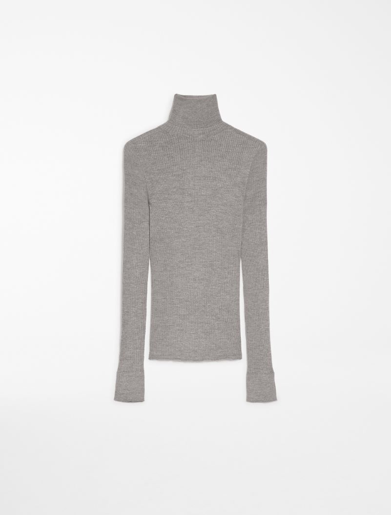 Pure wool mock polo-neck sweater - MEDIUM GREY - Sportmax