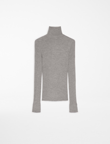 Pure wool mock polo-neck sweater - MEDIUM GREY - Sportmax