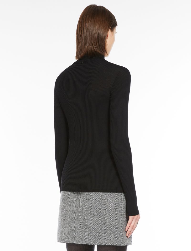 Pure wool mock polo-neck sweater - BLACK - Sportmax