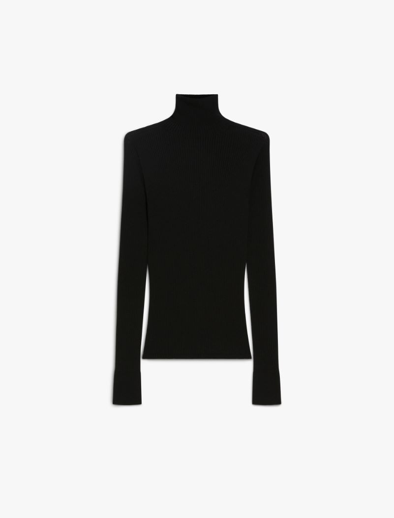 Pure wool mock polo-neck sweater - BLACK - Sportmax