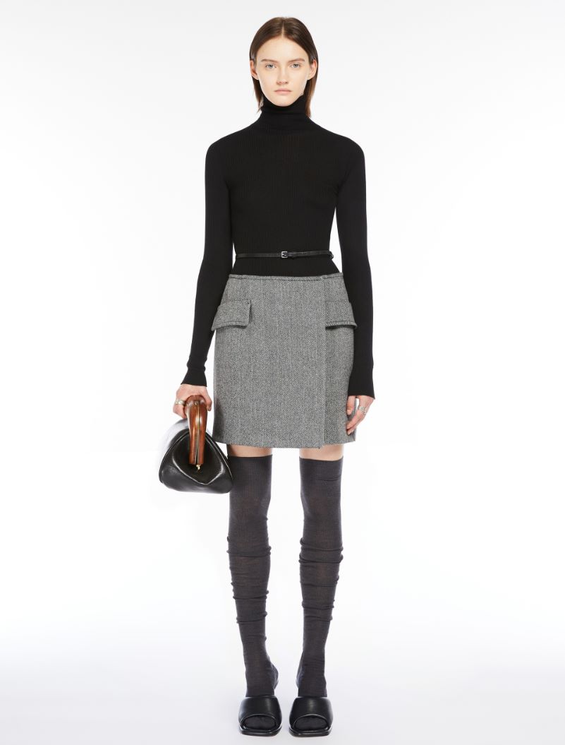 Pure wool mock polo-neck sweater - BLACK - Sportmax