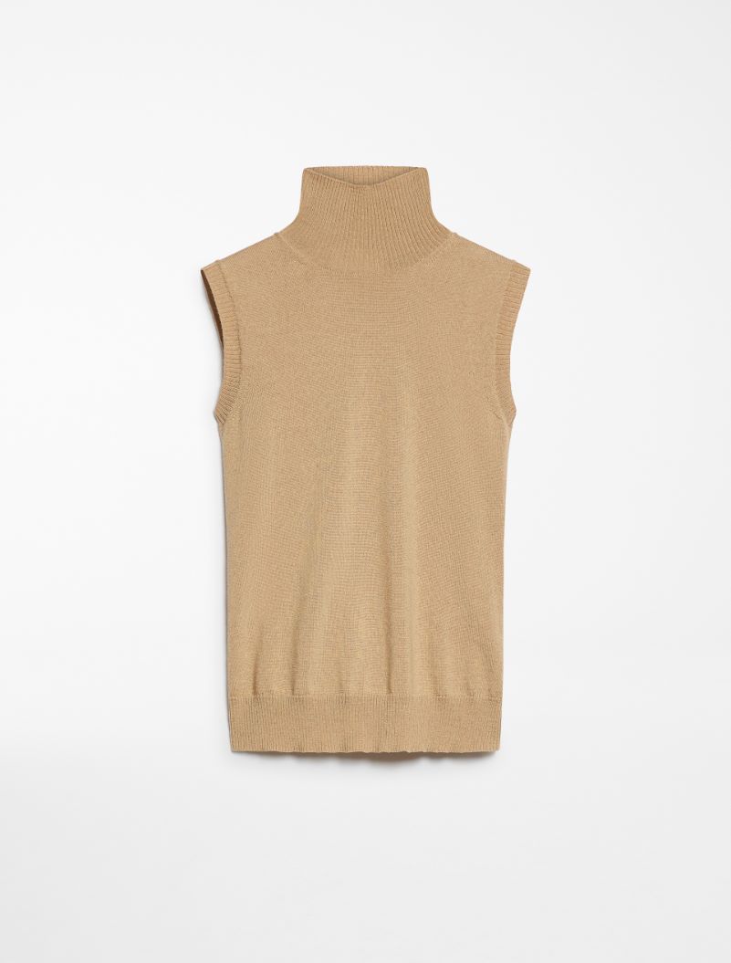 Sleeveless mock polo-neck sweater - CAMEL - Sportmax