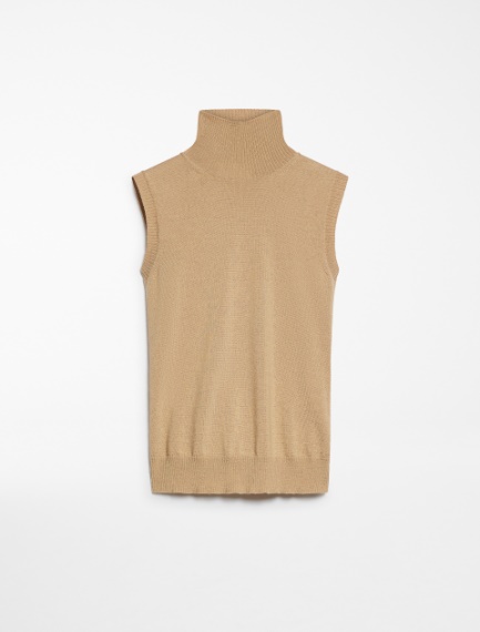 Sleeveless mock polo-neck sweater - CAMEL - Sportmax