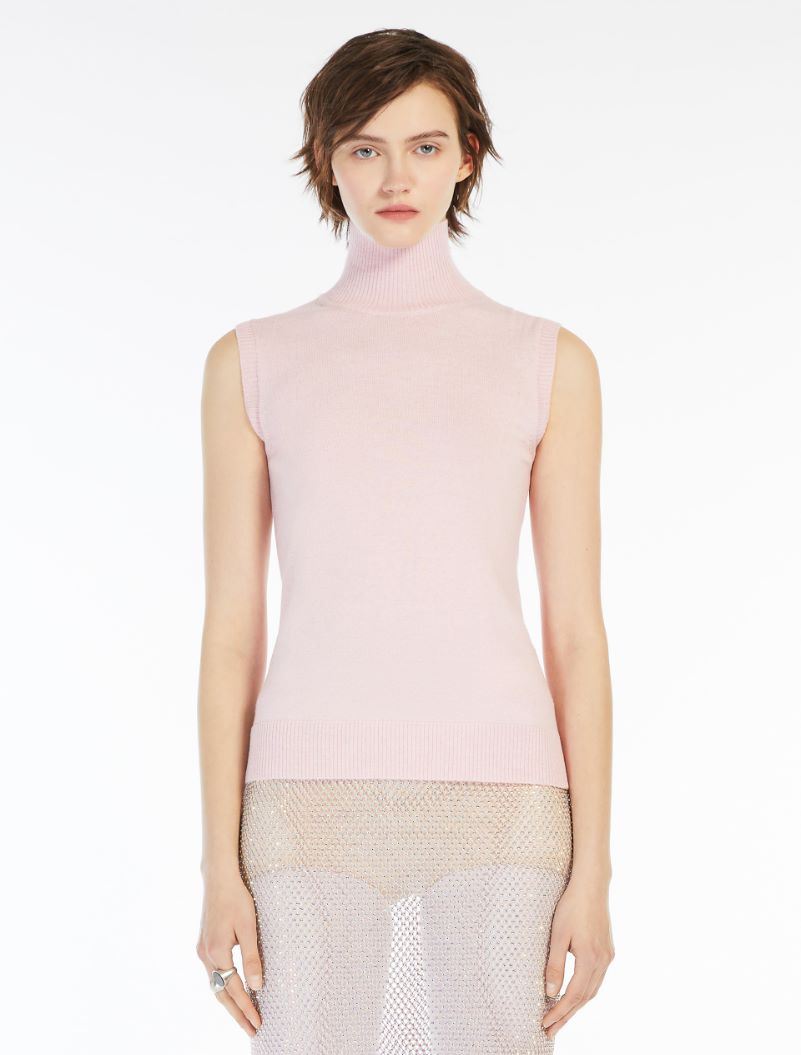 Sleeveless mock polo-neck sweater - PINK - Sportmax