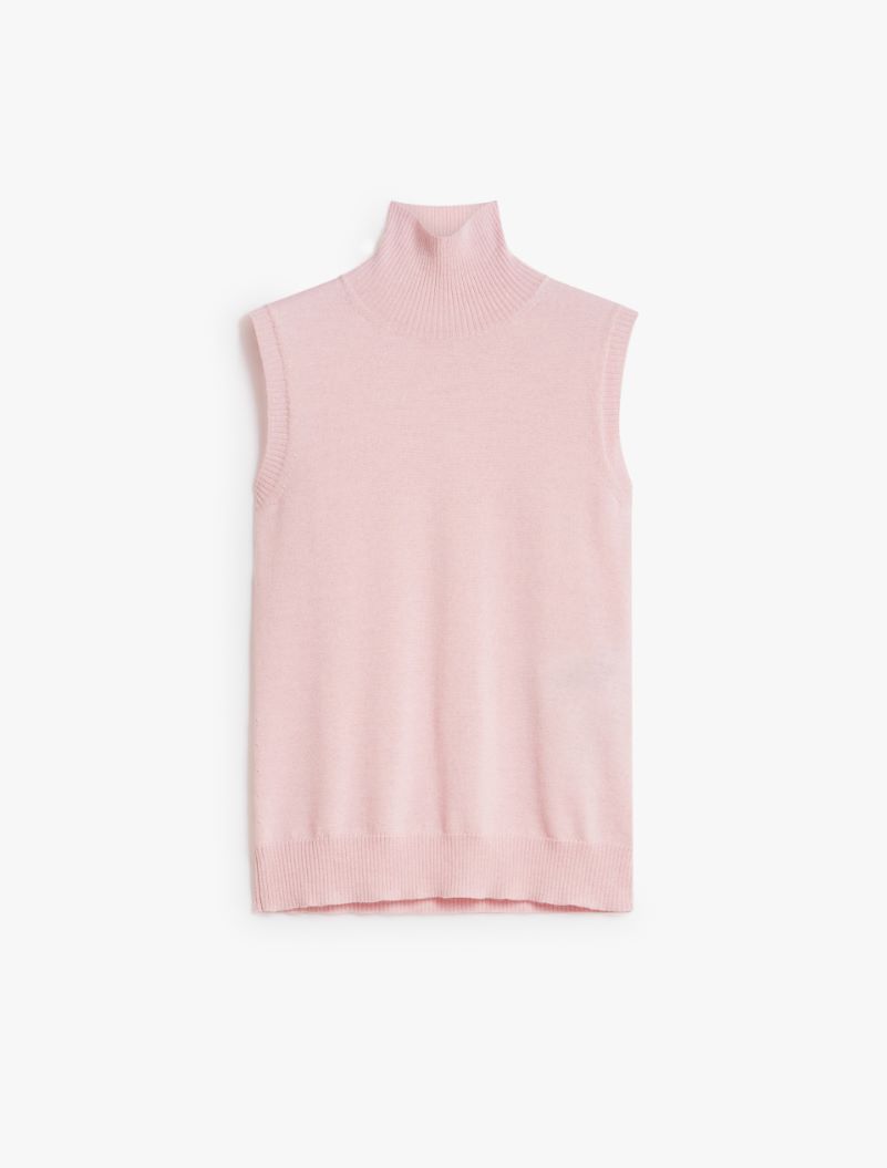 Sleeveless mock polo-neck sweater - PINK - Sportmax