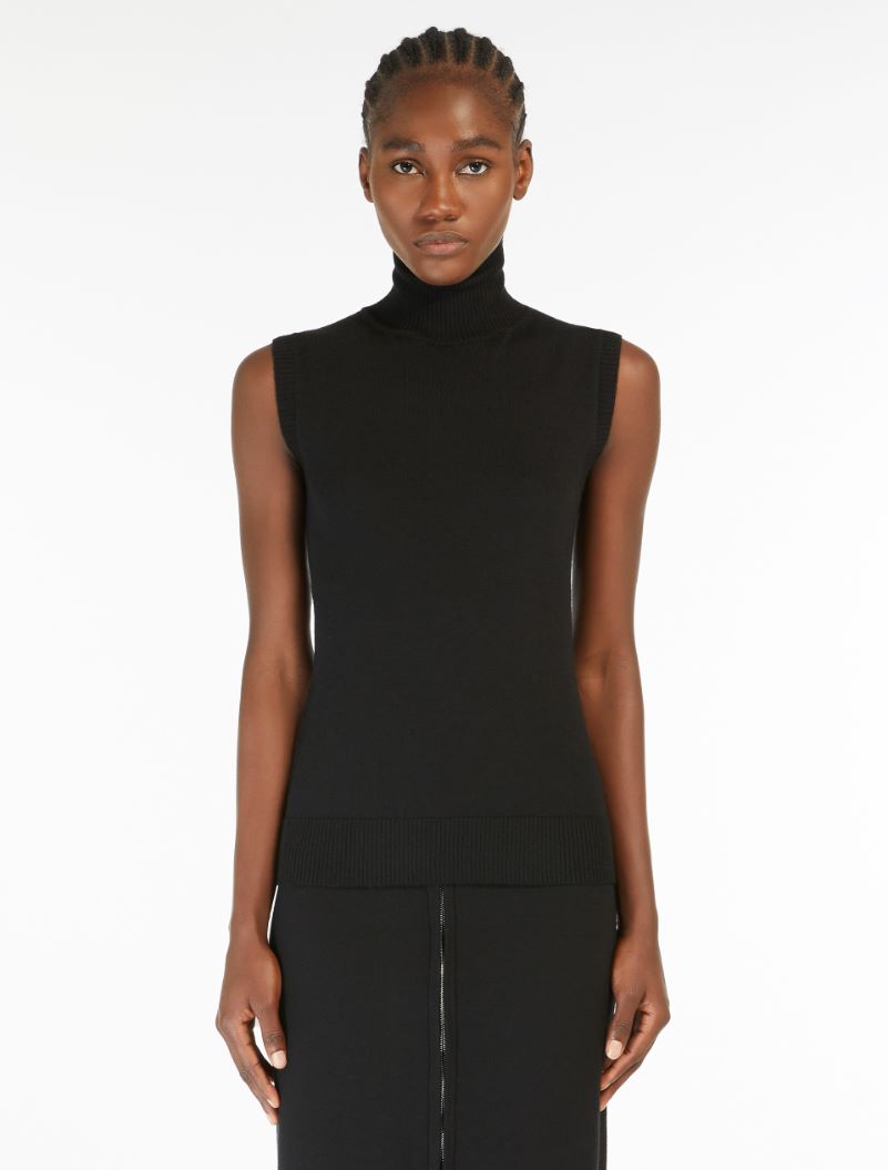 Sleeveless mock polo-neck sweater - BLACK - Sportmax