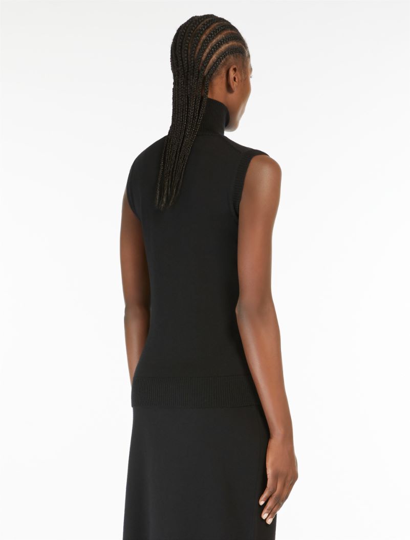 Sleeveless mock polo-neck sweater - BLACK - Sportmax