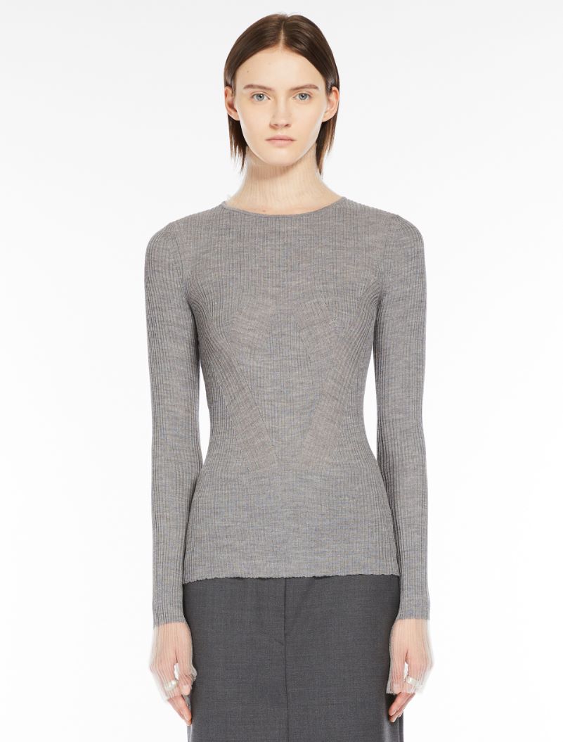 Directional rib mock-polo-neck sweater - MEDIUM GREY - Sportmax