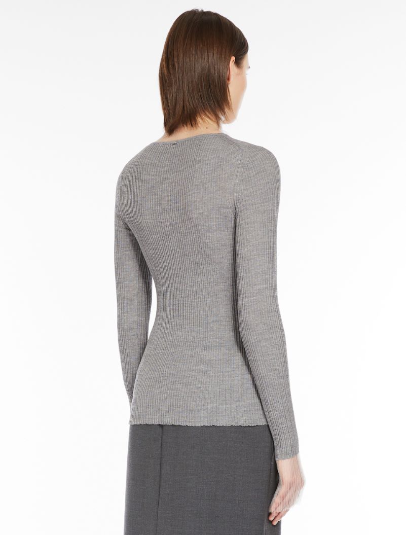 Directional rib mock-polo-neck sweater - MEDIUM GREY - Sportmax