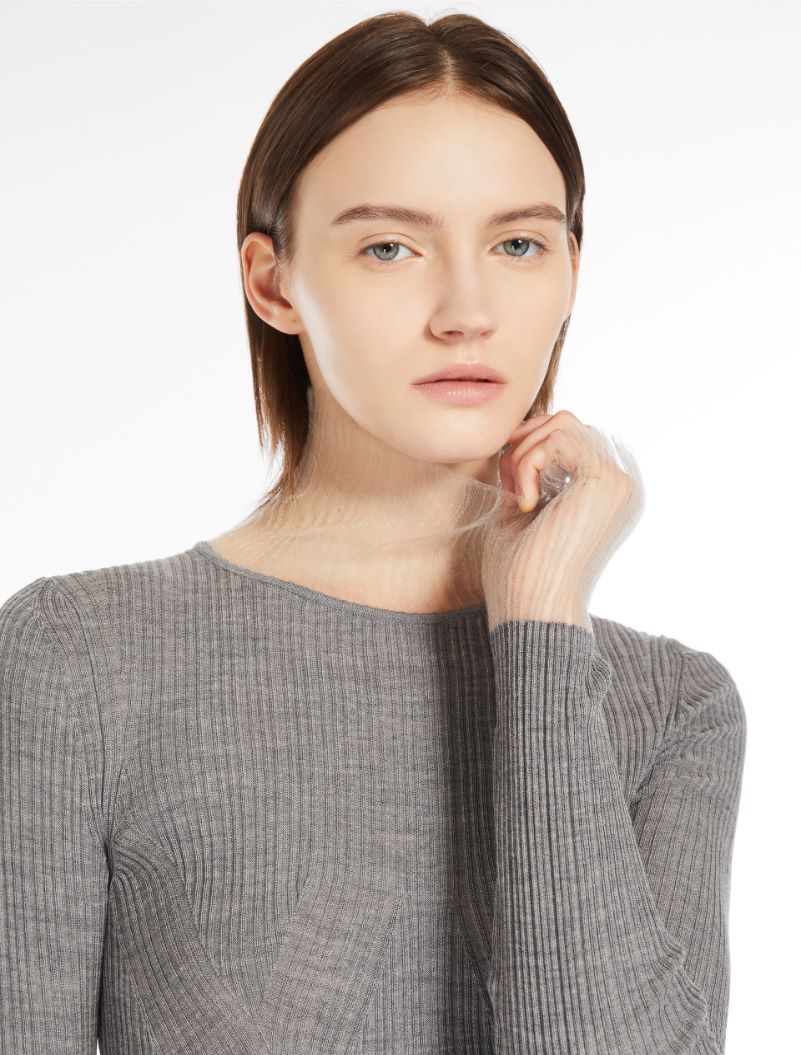 Directional rib mock-polo-neck sweater - MEDIUM GREY - Sportmax