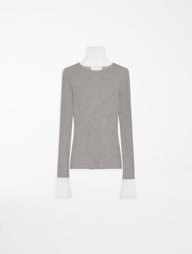 Directional rib mock-polo-neck sweater - MEDIUM GREY - Sportmax