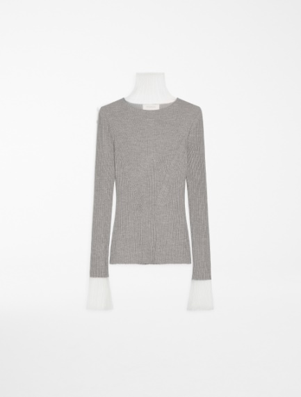 Directional rib mock-polo-neck sweater - MEDIUM GREY - Sportmax