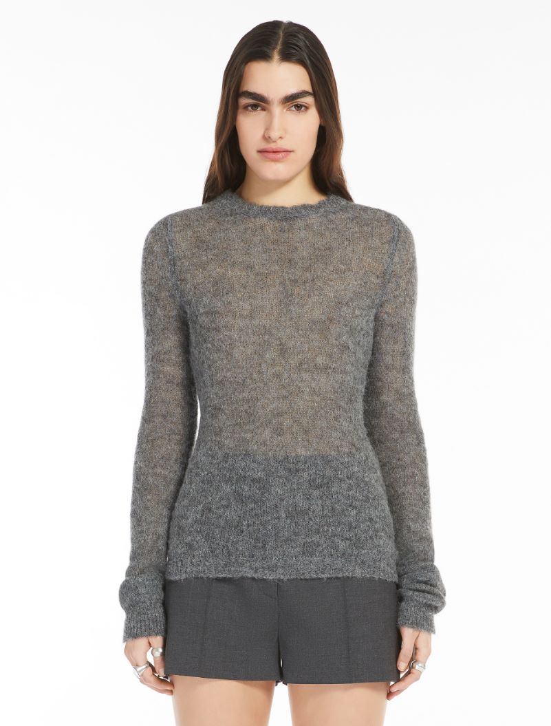 Stretch alpaca and wool crew-neck sweater - MEDIUM GREY - Sportmax