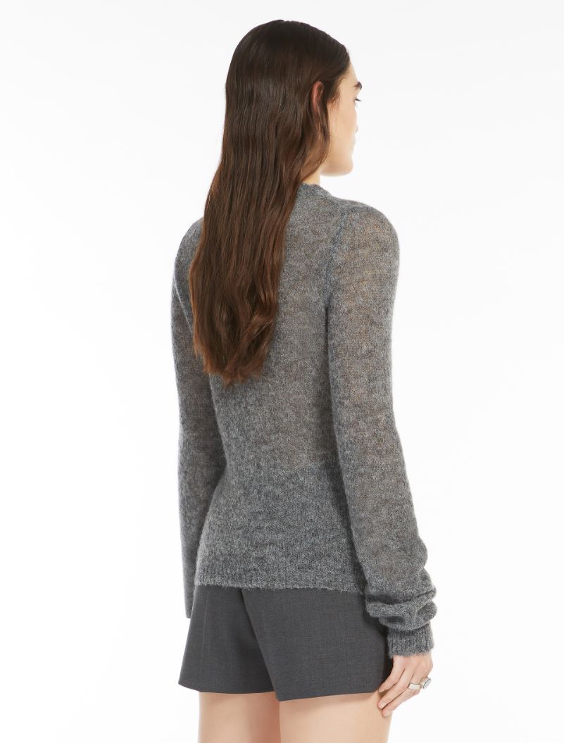 Stretch alpaca and wool crew-neck sweater - MEDIUM GREY - Sportmax