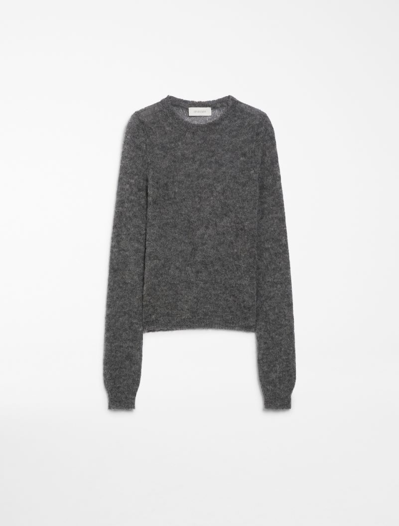 Stretch alpaca and wool crew-neck sweater - MEDIUM GREY - Sportmax