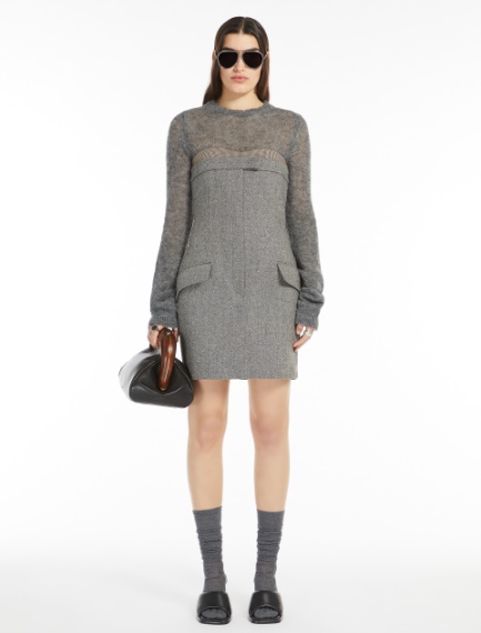 Stretch alpaca and wool crew-neck sweater - MEDIUM GREY - Sportmax