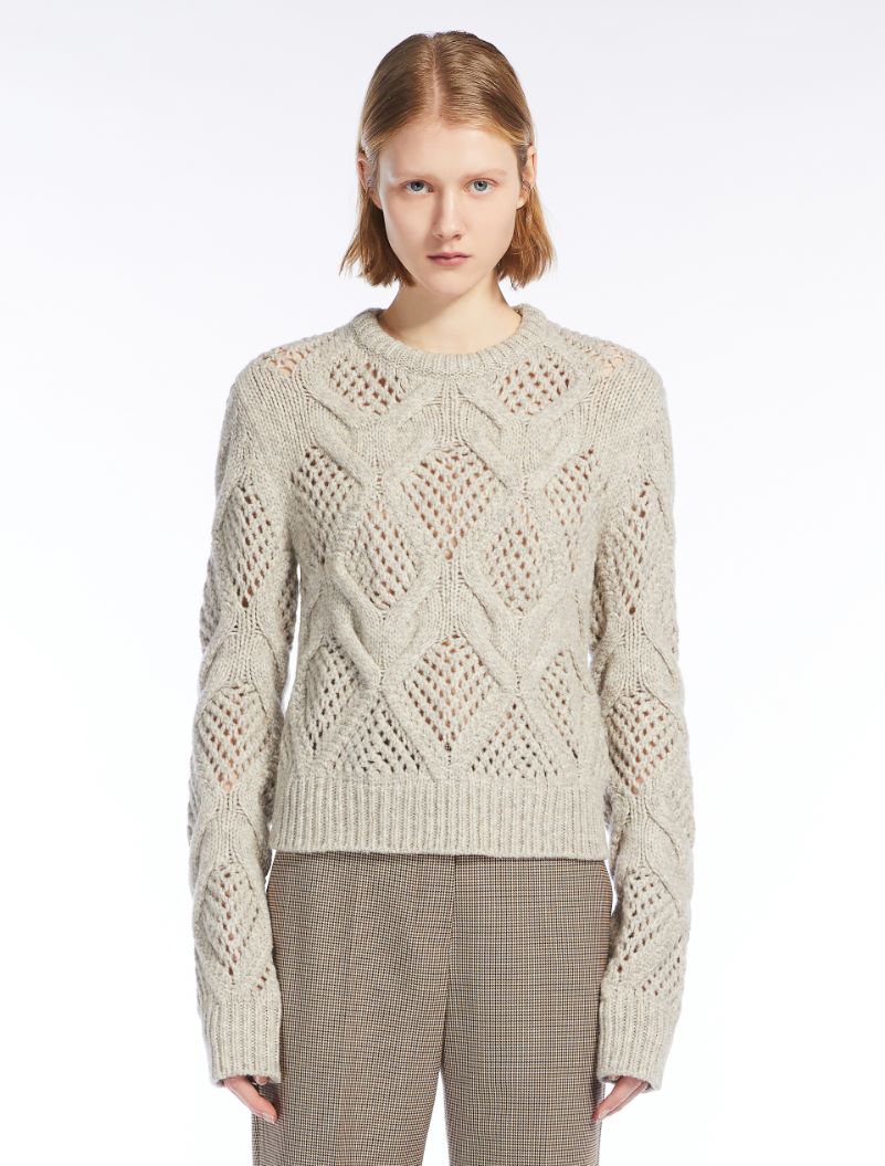 Diamond-knit crew-neck sweater - PEARL GREY - Sportmax