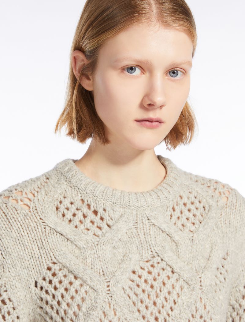 Diamond-knit crew-neck sweater - PEARL GREY - Sportmax