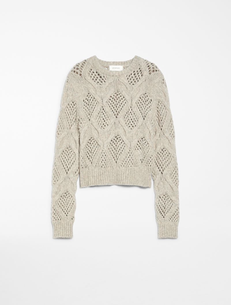 Diamond-knit crew-neck sweater - PEARL GREY - Sportmax