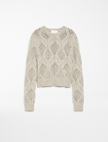 Diamond-knit crew-neck sweater - PEARL GREY - Sportmax