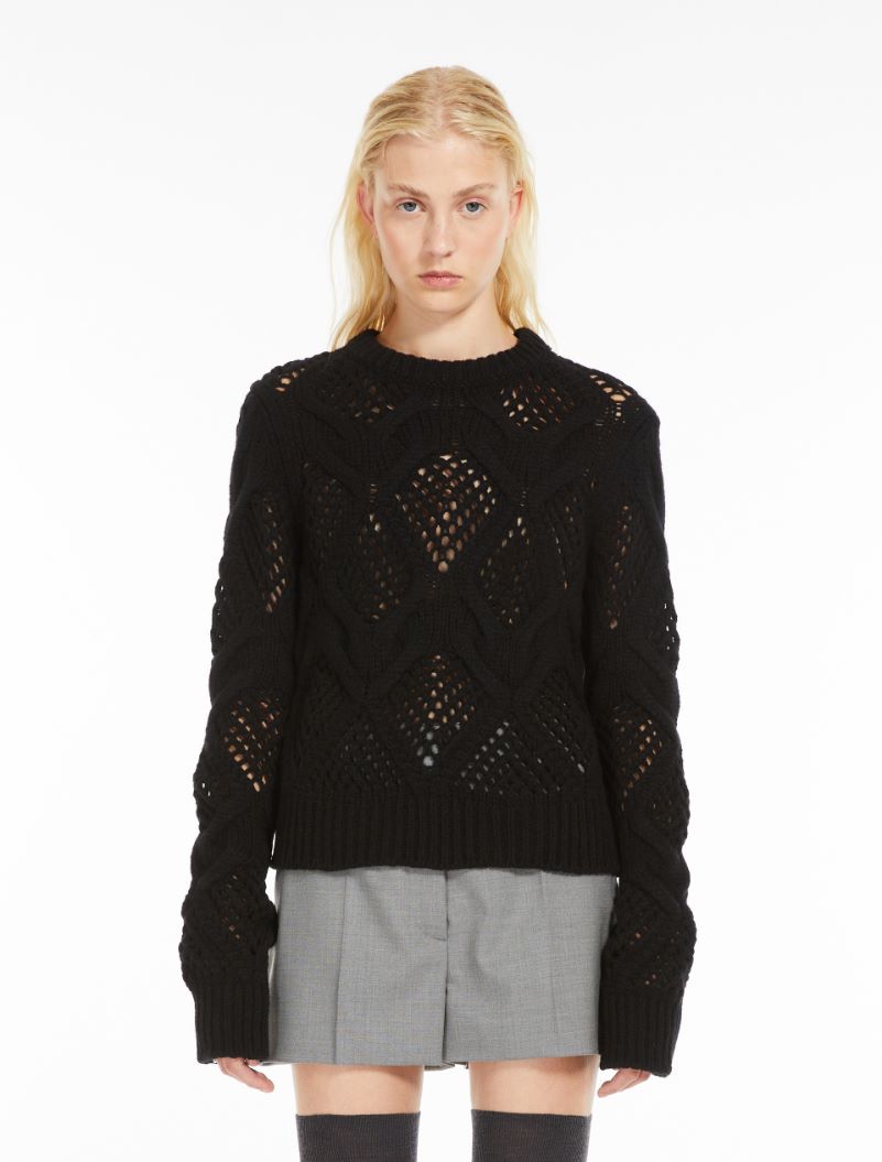 Diamond-knit crew-neck sweater - BLACK - Sportmax