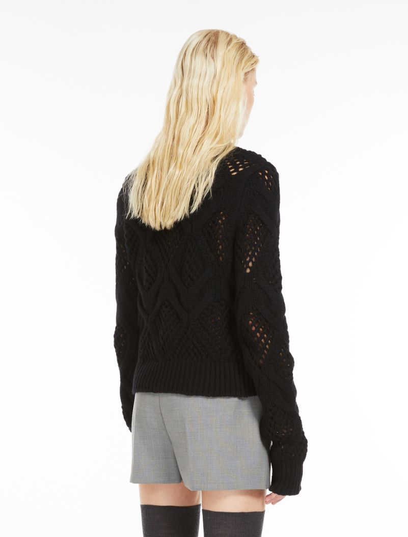 Diamond-knit crew-neck sweater - BLACK - Sportmax