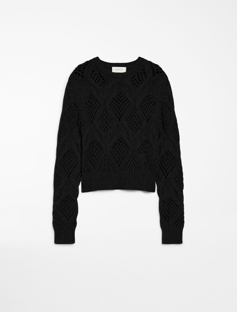 Diamond-knit crew-neck sweater - BLACK - Sportmax