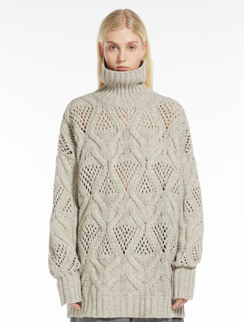 Diamond-knit maxi sweater - PEARL GREY - Sportmax