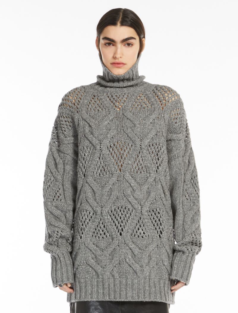 Diamond-knit maxi sweater - MEDIUM GREY - Sportmax